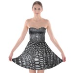 Black Alligator Leather Pattern Strapless Bra Top Dress
