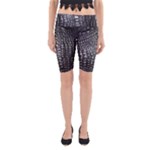 Black Alligator Leather Pattern Yoga Cropped Leggings
