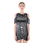 Black Alligator Leather Pattern Women s Cutout Shoulder One Piece