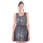 Black Alligator Leather Pattern Scoop Neck Skater Dress