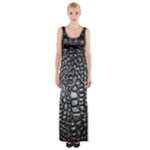 Black Alligator Leather Pattern Maxi Thigh Split Dress