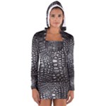 Black Alligator Leather Pattern Women s Long Sleeve Hooded T-shirt