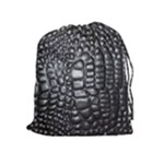 Black Alligator Leather Pattern Drawstring Pouch (XL)