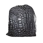 Black Alligator Leather Pattern Drawstring Pouch (XXL)