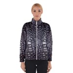Black Alligator Leather Pattern Winter Jacket