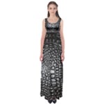 Black Alligator Leather Pattern Empire Waist Maxi Dress