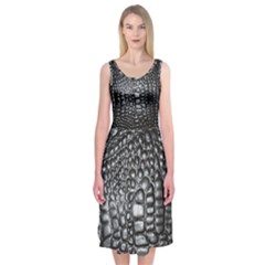Black Alligator Leather Pattern Midi Sleeveless Dress from ArtsNow.com