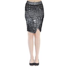 Black Alligator Leather Pattern Midi Wrap Pencil Skirt from ArtsNow.com