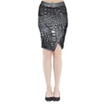 Black Alligator Leather Pattern Midi Wrap Pencil Skirt