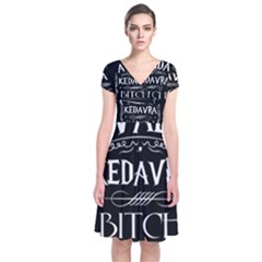 Short Sleeve Front Wrap Dress 