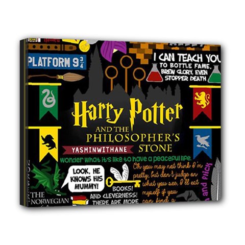 Book Collage Based On Harry Potter And The Philosopher s Stone Deluxe Canvas 20  x 16  (Stretched) from ArtsNow.com