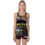 Book Collage Based On Harry Potter And The Philosopher s Stone One Piece Boyleg Swimsuit