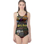 Book Collage Based On Harry Potter And The Philosopher s Stone One Piece Swimsuit