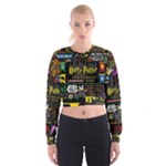Book Collage Based On Harry Potter And The Philosopher s Stone Women s Cropped Sweatshirt