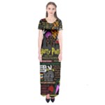Book Collage Based On Harry Potter And The Philosopher s Stone Short Sleeve Maxi Dress