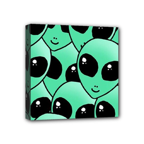 Alien Pattern Mini Canvas 4  x 4  (Stretched) from ArtsNow.com