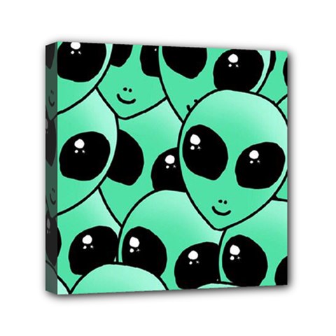 Alien Pattern Mini Canvas 6  x 6  (Stretched) from ArtsNow.com
