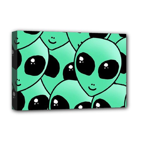 Alien Pattern Deluxe Canvas 18  x 12  (Stretched) from ArtsNow.com