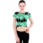 Alien Pattern Crew Neck Crop Top