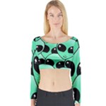 Alien Pattern Long Sleeve Crop Top (Tight Fit)