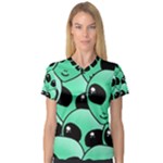 Alien Pattern Women s V-Neck Sport Mesh Tee