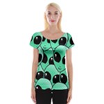 Alien Pattern Women s Cap Sleeve Top