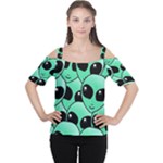 Alien Pattern Women s Cutout Shoulder Tee