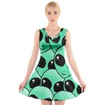 Alien Pattern V-Neck Sleeveless Dress