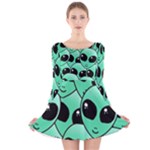 Alien Pattern Long Sleeve Velvet Skater Dress