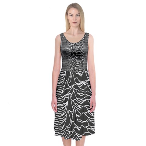Joy Division Unknown Pleasures Pattern Midi Sleeveless Dress from ArtsNow.com