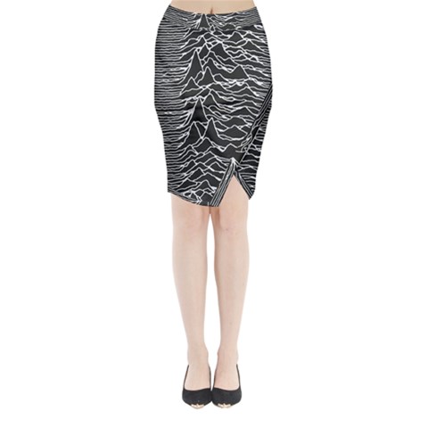 Joy Division Unknown Pleasures Pattern Midi Wrap Pencil Skirt from ArtsNow.com