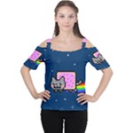 Nyan Cat Women s Cutout Shoulder Tee