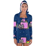 Nyan Cat Women s Long Sleeve Hooded T-shirt