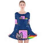 Nyan Cat Long Sleeve Velvet Skater Dress