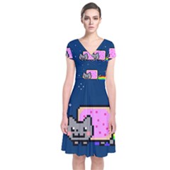 Short Sleeve Front Wrap Dress 