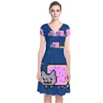 Nyan Cat Short Sleeve Front Wrap Dress