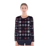 Digital Art Dark Pattern Abstract Orange Black White Twenty One Pilots Women s Long Sleeve Tee