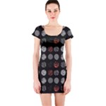Digital Art Dark Pattern Abstract Orange Black White Twenty One Pilots Short Sleeve Bodycon Dress