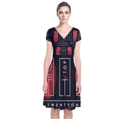Short Sleeve Front Wrap Dress 