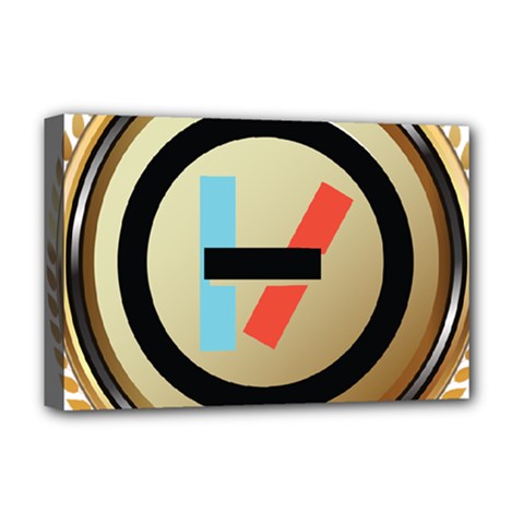 Twenty One Pilots Shield Deluxe Canvas 18  x 12  (Stretched) from ArtsNow.com