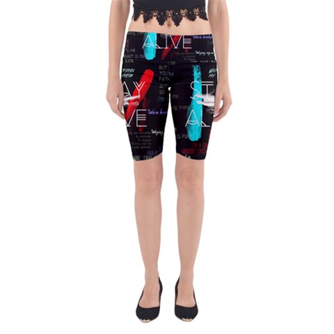 Twenty One Pilots Stay Alive Song Lyrics Quotes Yoga Cropped Leggings from ArtsNow.com