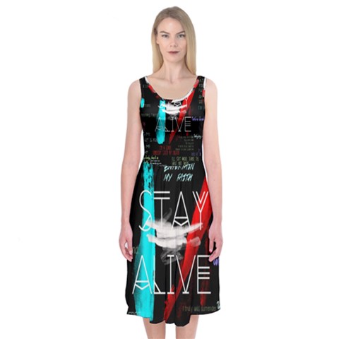 Twenty One Pilots Stay Alive Song Lyrics Quotes Midi Sleeveless Dress from ArtsNow.com