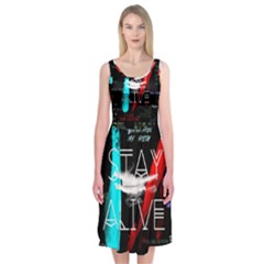 Twenty One Pilots Stay Alive Song Lyrics Quotes Midi Sleeveless Dress from ArtsNow.com