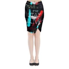 Twenty One Pilots Stay Alive Song Lyrics Quotes Midi Wrap Pencil Skirt from ArtsNow.com
