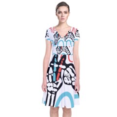 Short Sleeve Front Wrap Dress 