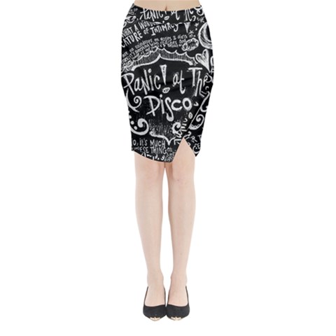 Panic ! At The Disco Lyric Quotes Midi Wrap Pencil Skirt from ArtsNow.com