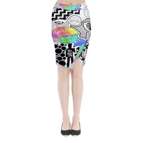 Panic ! At The Disco Midi Wrap Pencil Skirt from ArtsNow.com