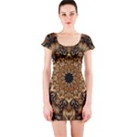 3d Flower Fractal Art Pattern Short Sleeve Bodycon Dress