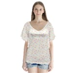 Sprinkles Shawl V-Neck Flutter Sleeve Top
