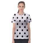 Polka Dots - Black on Pastel Pink Women s Sport Mesh Tee